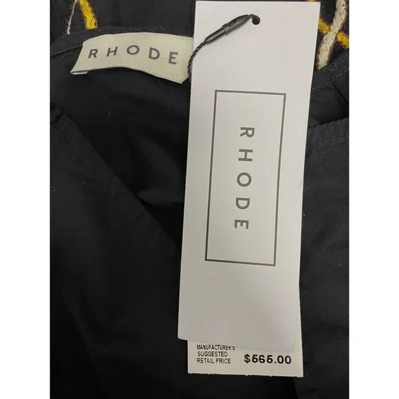 $565 Rhode Women's Black Eunice Puff Sleeve Embroidered Midi Dress Size Small - Picture 3 of 3